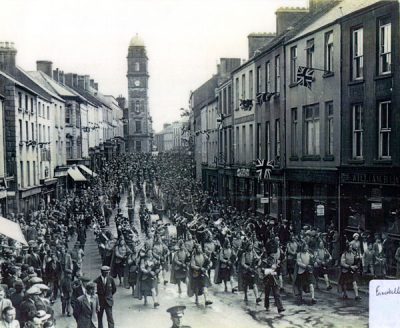 A Fusiliers Pipe and Drum March in Enniskillen, 1938